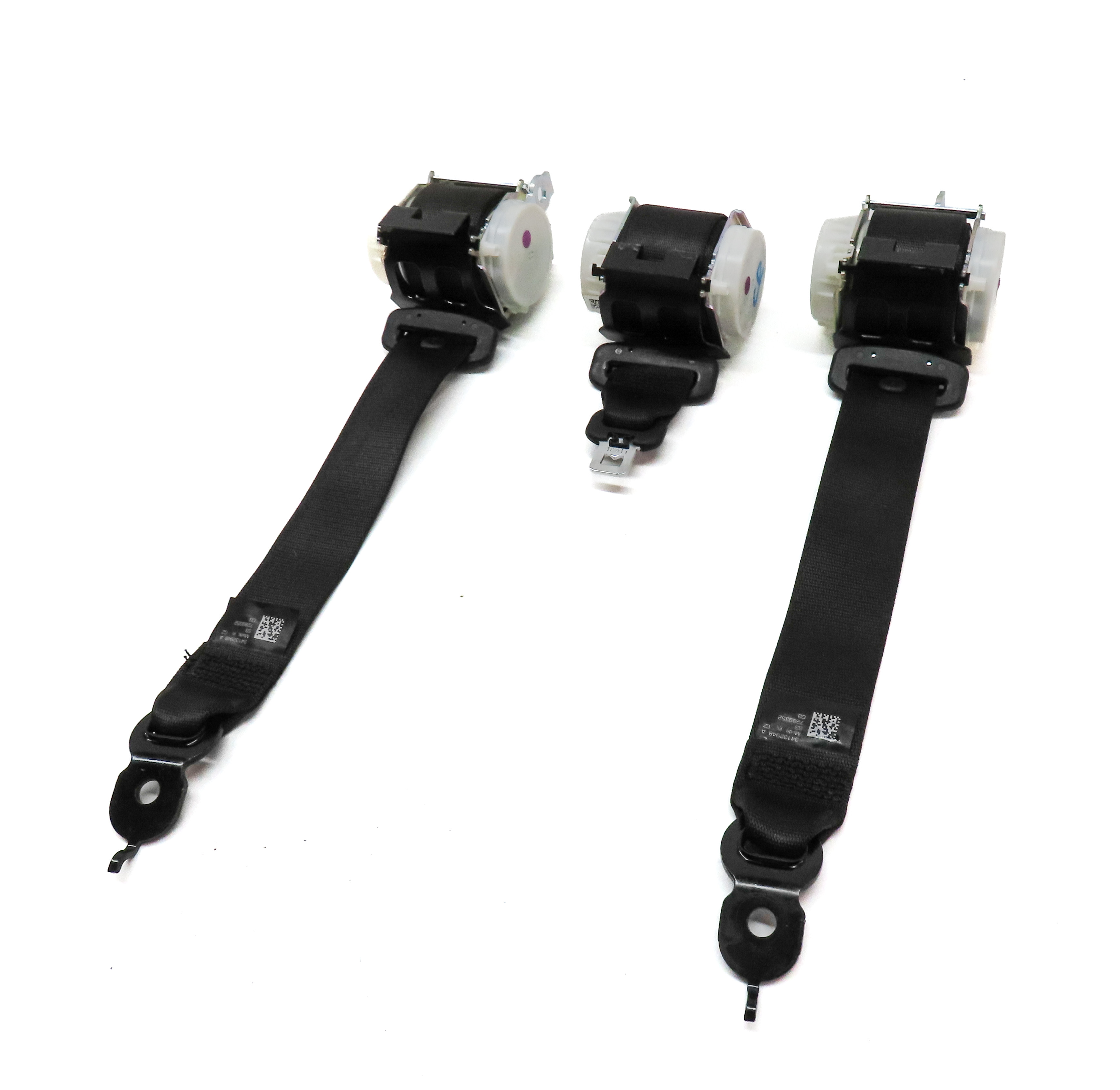 13 BMW 650i GRAN COUPE F06 REAR LEFT CENTER RIGHT SEATBELT RETRACTOR SET (BLACK) — exact item pictured